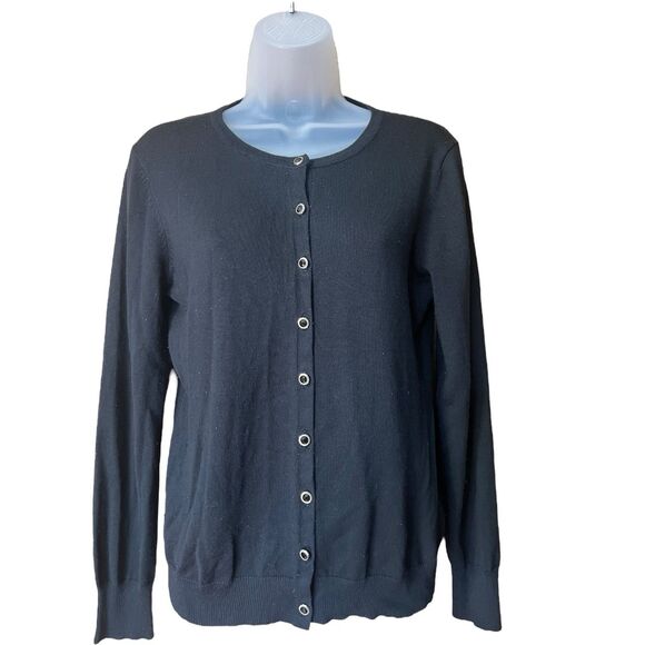 Select + Trend Black Cardigan Sz M Faceted Buttons Twee Dark Academia Classic - Picture 5 of 8